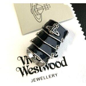 Vivienne Westwood ARTEMIS Armor Ring Black Size 6.5-7 Medium Accessory w/Pouch
